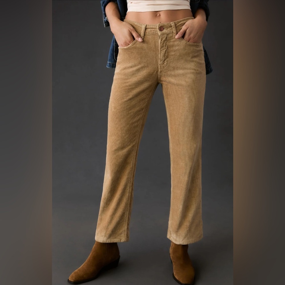 Anthropologie Corduroy Wide-Leg Jeans in Camel Tan